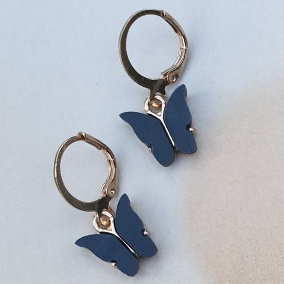 Butterfly Gold Black Dangle Earrings Charm Women Fashion Casual Formal Jewelry - Picture 3 of 3